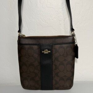 Coach Brown and Black Monogram Crossbody